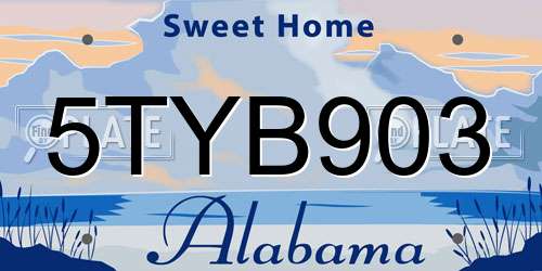 5TYB903 Alabama License Plate