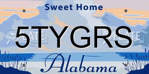5TYGRS Alabama License Plate