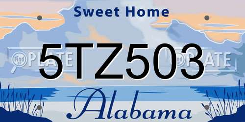 5TZ503 Alabama License Plate