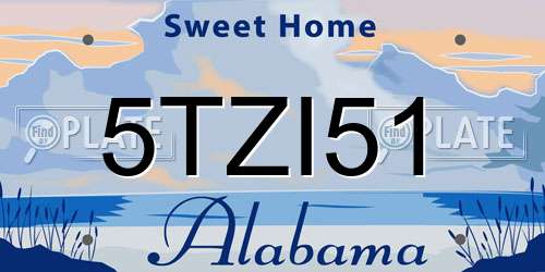 5TZI51 Alabama License Plate