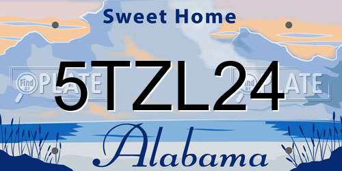 5TZL24 Alabama License Plate
