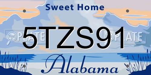 5TZS91 Alabama License Plate