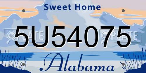 5U54075 Alabama License Plate