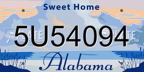 5U54094 Alabama License Plate