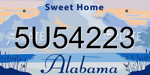 5U54223 Alabama License Plate