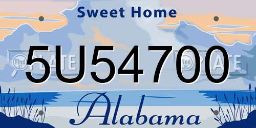 5U54700 Alabama License Plate