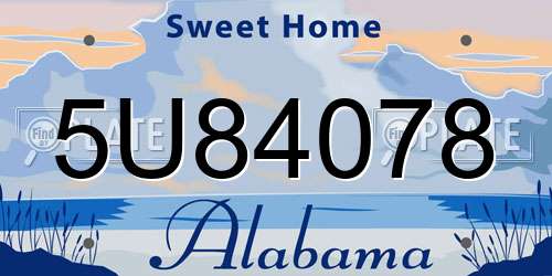 5U84078 Alabama License Plate