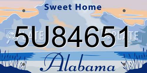 5U84651 Alabama License Plate