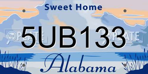 5UB133 Alabama License Plate