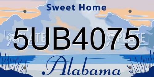 5UB4075 Alabama License Plate
