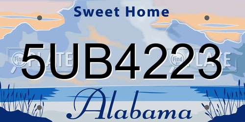 5UB4223 Alabama License Plate