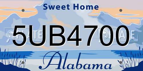 5UB4700 Alabama License Plate
