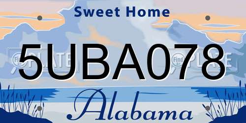 5UBA078 Alabama License Plate