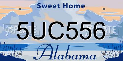 5UC556 Alabama License Plate