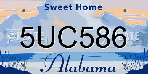 5UC586 Alabama License Plate