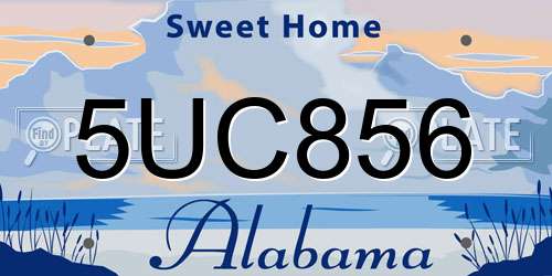 5UC856 Alabama License Plate