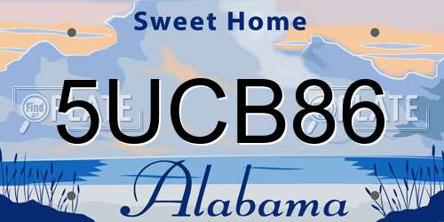 5UCB86 Alabama License Plate