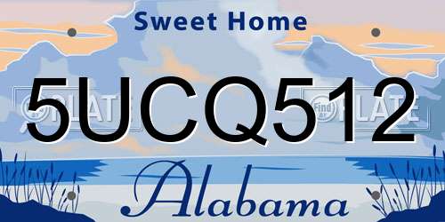 5UCQ512 Alabama License Plate
