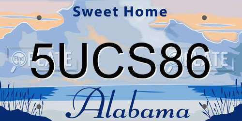 5UCS86 Alabama License Plate