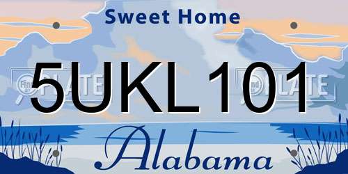 5UKL101 Alabama License Plate