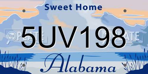 5UV198 Alabama License Plate
