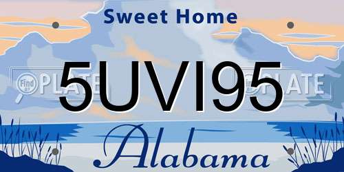 5UVI95 Alabama License Plate