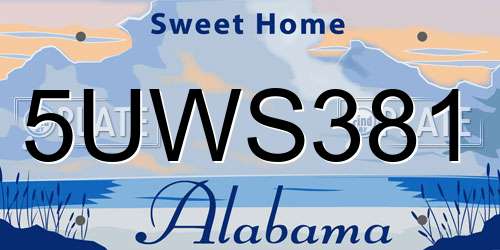 5UWS381 Alabama License Plate