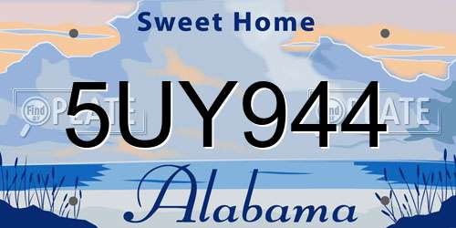 5UY944 Alabama License Plate