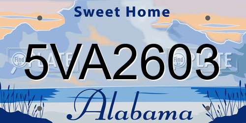 5VA2603 Alabama License Plate