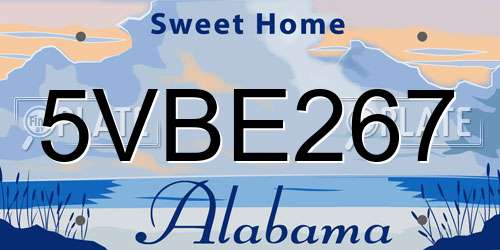 5VBE267 Alabama License Plate
