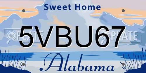 5VBU67 Alabama License Plate