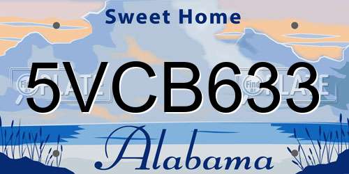 5VCB633 Alabama License Plate