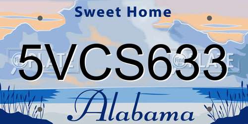 5VCS633 Alabama License Plate