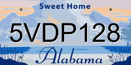 5VDP128 Alabama License Plate
