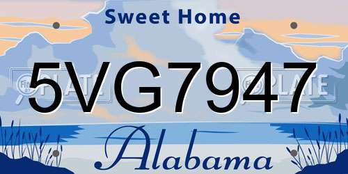 5VG7947 Alabama License Plate