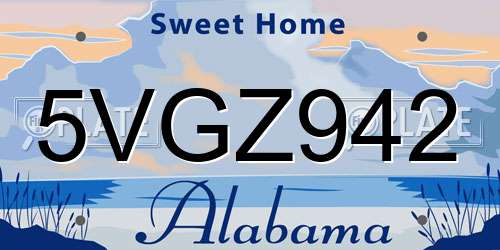 5VGZ942 Alabama License Plate