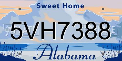 5VH7388 Alabama License Plate