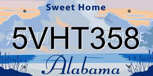 5VHT358 Alabama License Plate