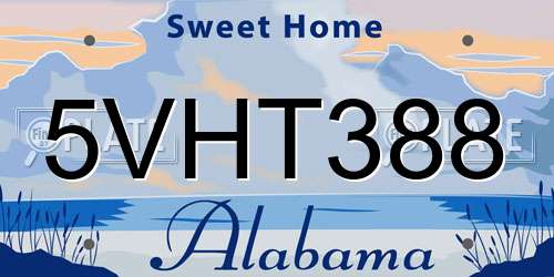 5VHT388 Alabama License Plate