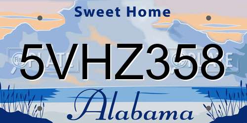 5VHZ358 Alabama License Plate