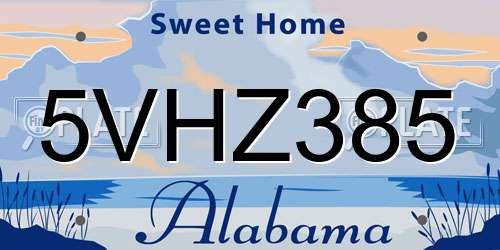 5VHZ385 Alabama License Plate