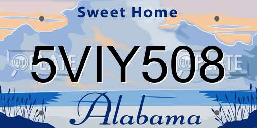 5VIY508 Alabama License Plate