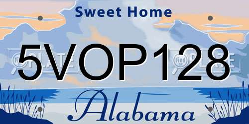 5VOP128 Alabama License Plate