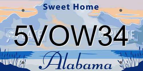 5VOW34 Alabama License Plate