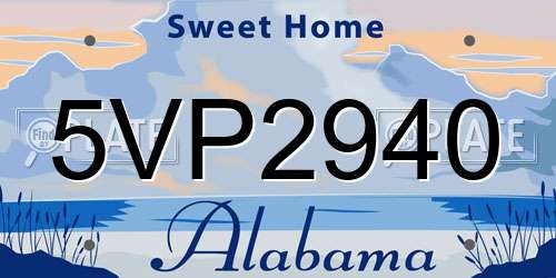 5VP2940 Alabama License Plate