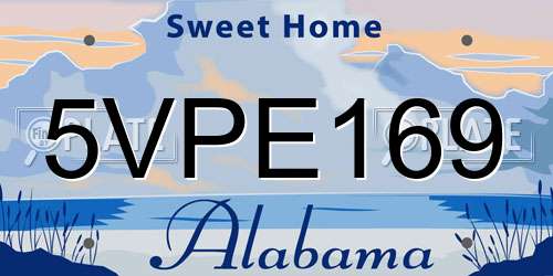 5VPE169 Alabama License Plate