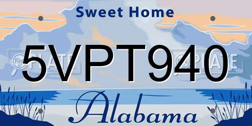 5VPT940 Alabama License Plate