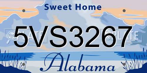 5VS3267 Alabama License Plate