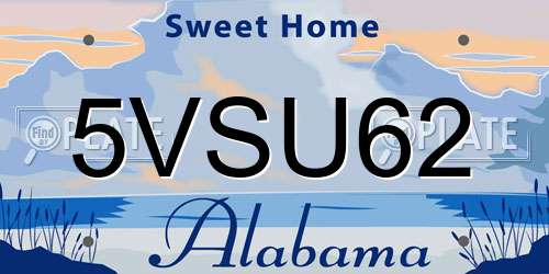 5VSU62 Alabama License Plate