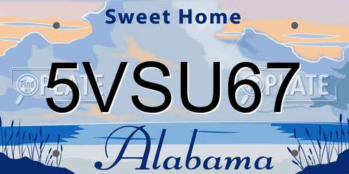 5VSU67 Alabama License Plate
